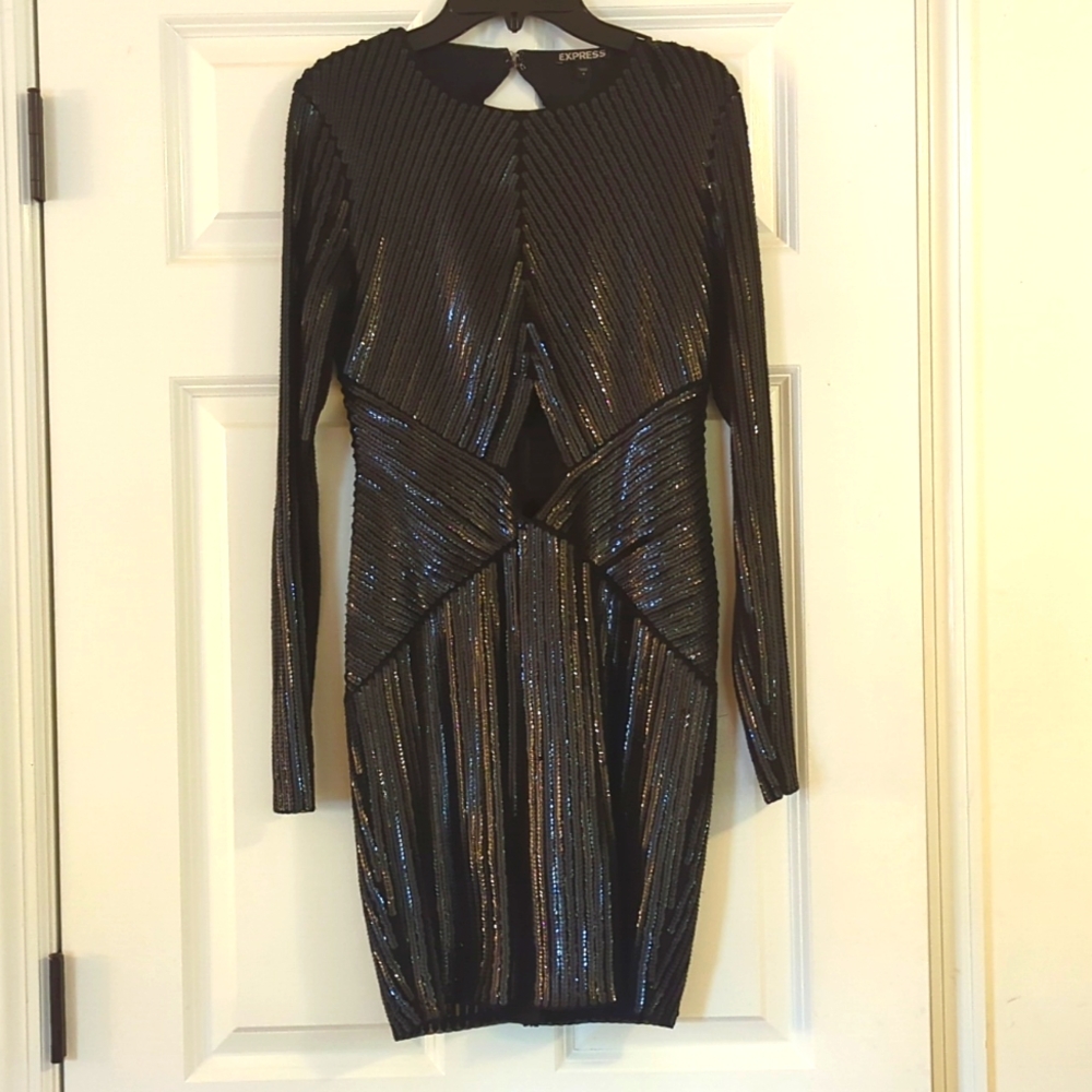 Express black, sequined dress